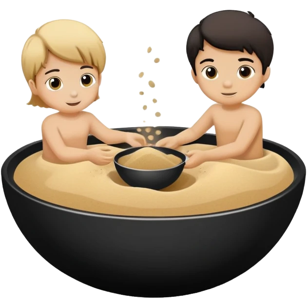 Using sand in a bowl,children are already doing "sand therapy"in kindergarten emoji