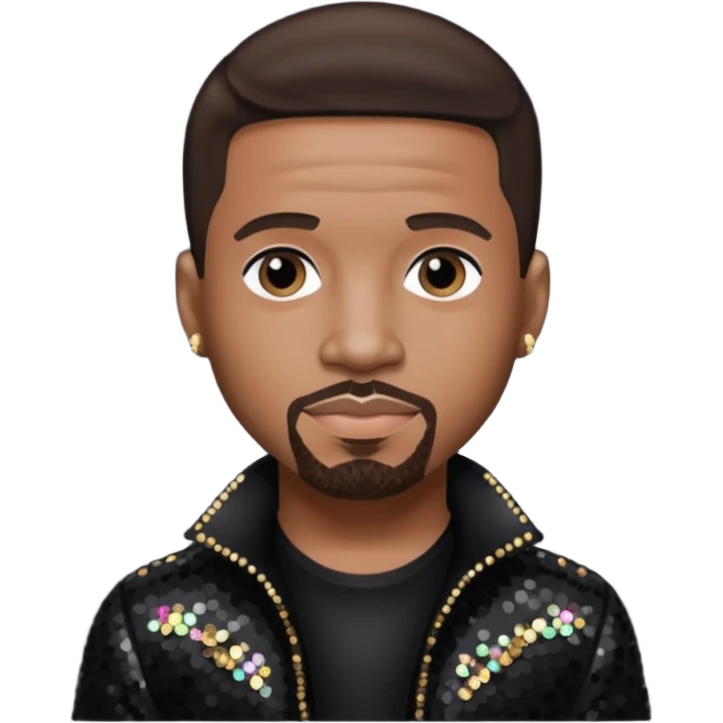  Stevie J, Record Producer with dark brown hair, black sequin outfit emoji