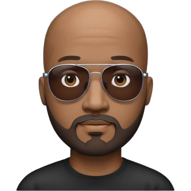 Bald male, black sunglasses, goatee beard, realistic portrait emoji