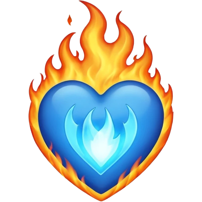 burning blue heart with blue flame emoji
