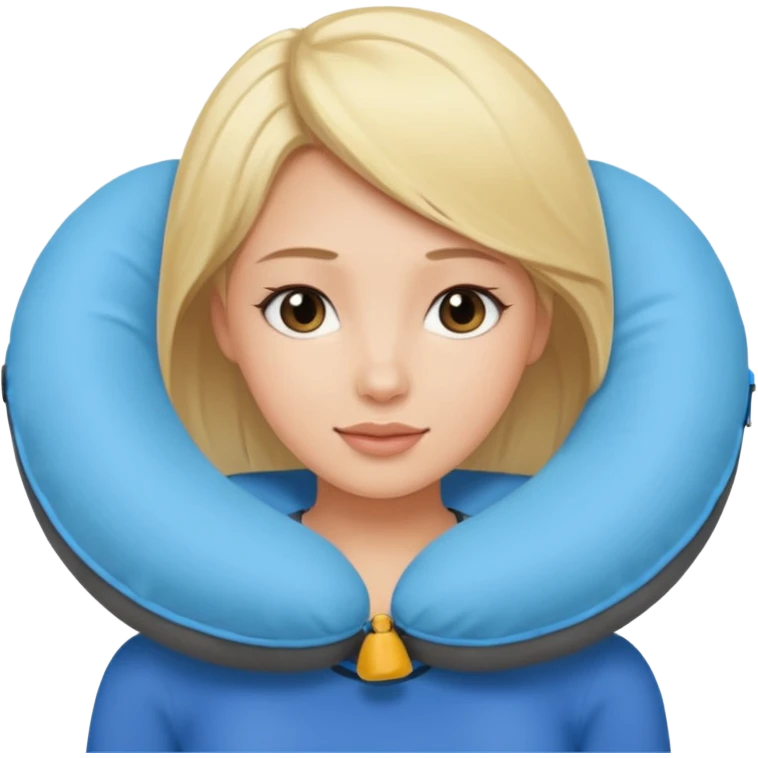 blonde woman using travel pillow  emoji