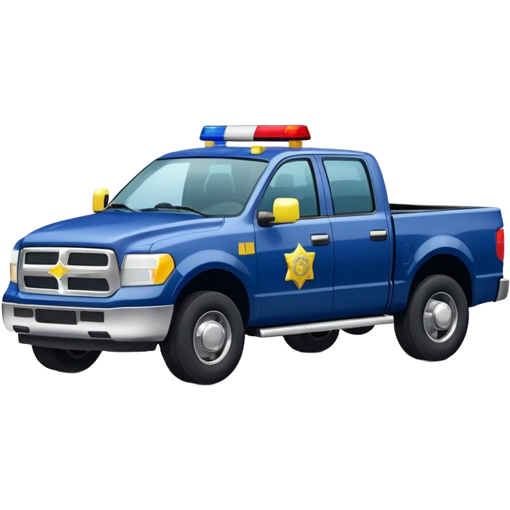 Police Pickup Truck with Body Color Is Navy, White And Lemon Yellow With number Is 02 With emoji