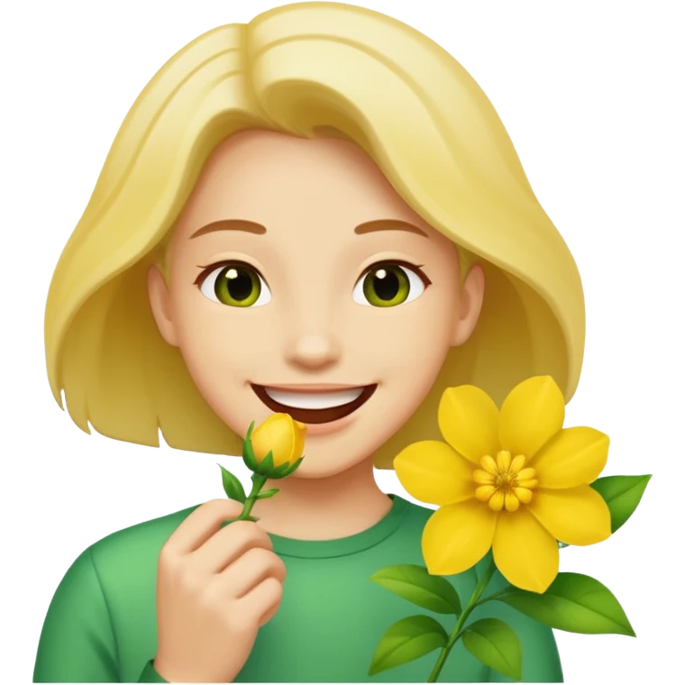 Normal emoji biting a flower emoji