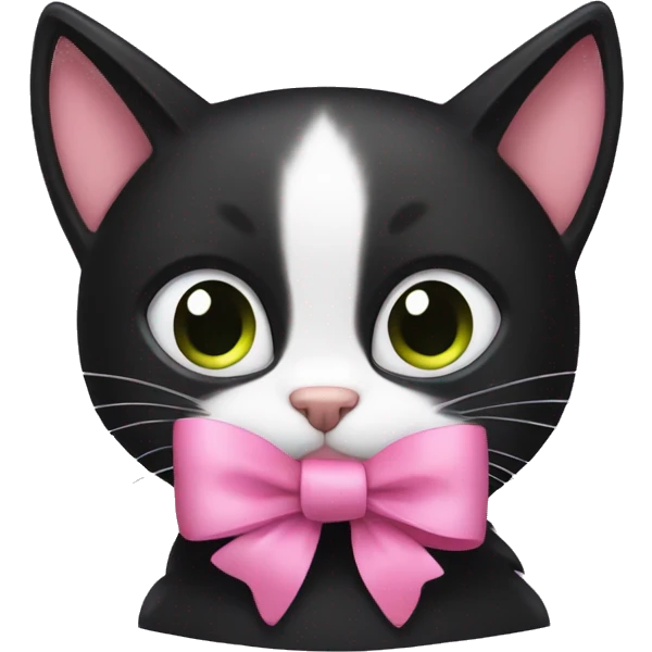 Black cat with pink bow on top of its head emoji
