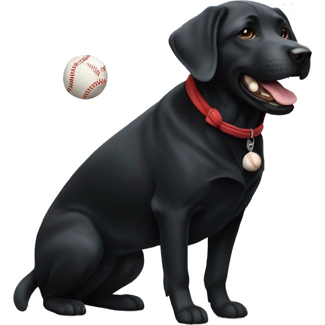 black lab holding baseball emoji