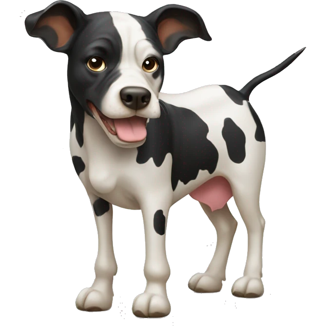 A dog with a cow emoji