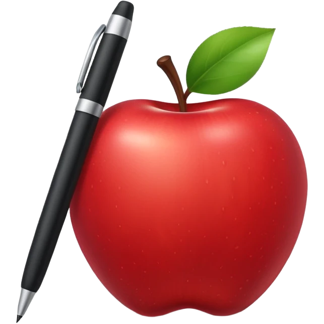 Pen stuck in an apple emoji