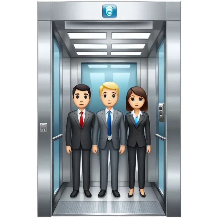 big office building elevator with people inside emoji