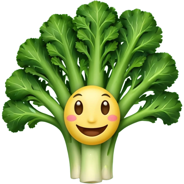broccolini with a happy face emoji