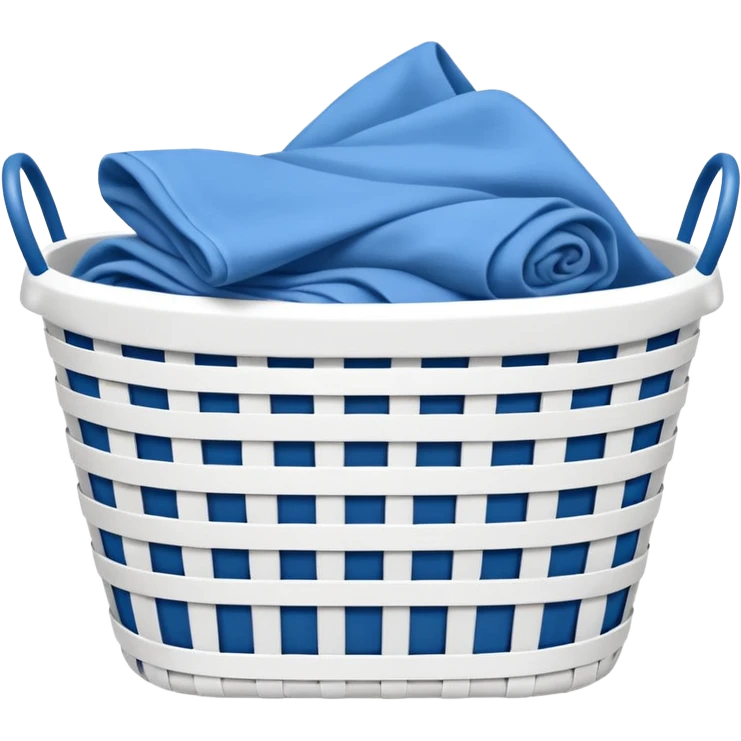 white LAUNDRY BASKET WITH FOLDED blue CLOTHES emoji