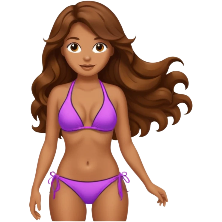 Lady with huge boobs, in a tight bikini, tanned emoji