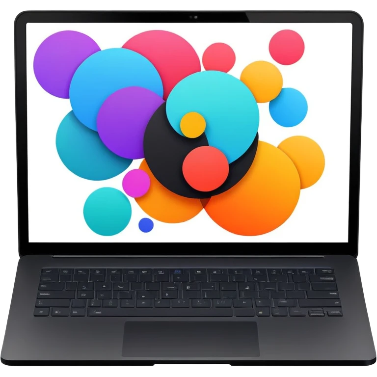 framed digital laptop artwork with abstract vector shapes inside emoji