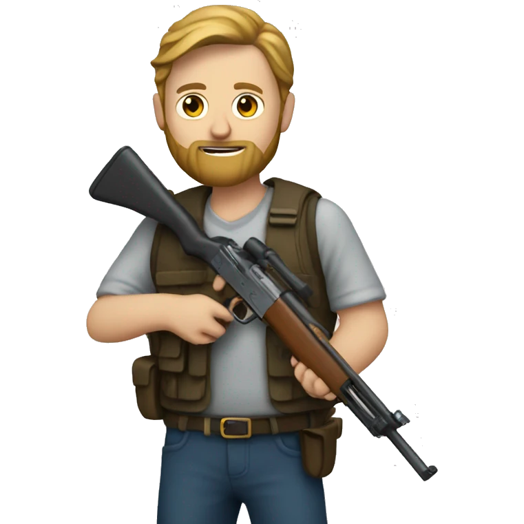 White man with beard holding shotgun  emoji
