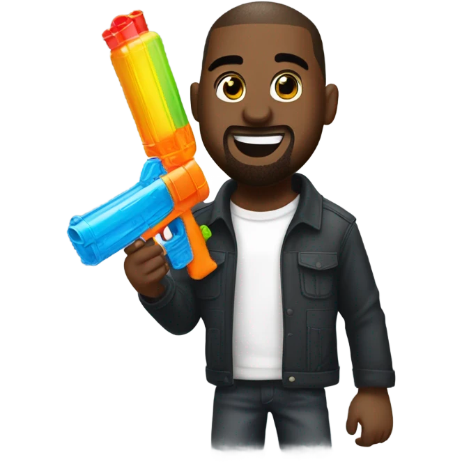 Kanye with a water gun emoji