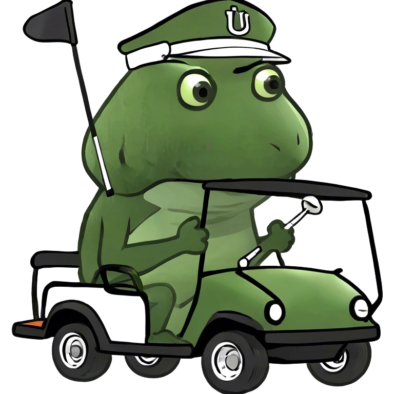 Bufo playing golf in a golf kart emoji