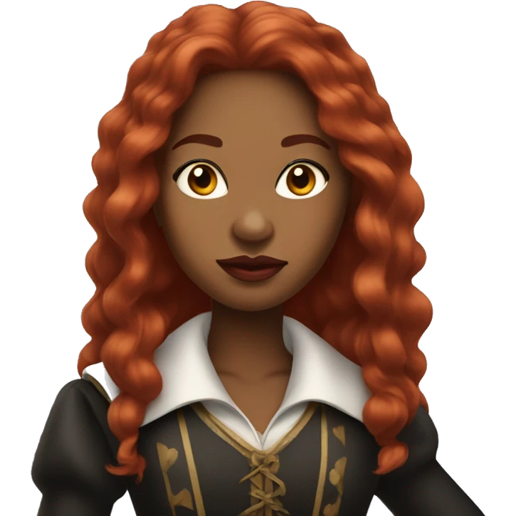 Three Musketeers black woman smooth long red hair big lips emoji