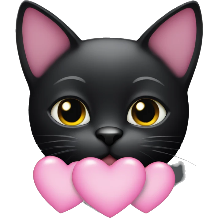 Black cat with pink hearts emoji
