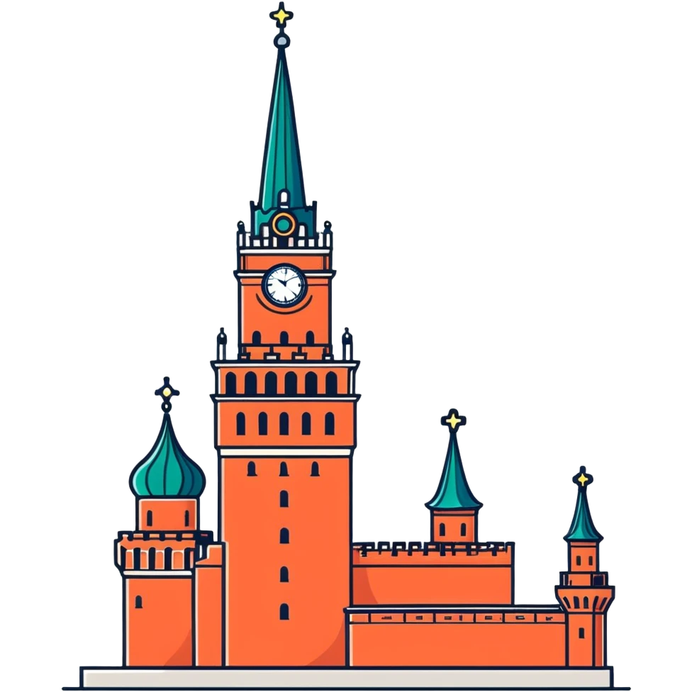 Spasskaya Tower, cartoonish sticker style emoji