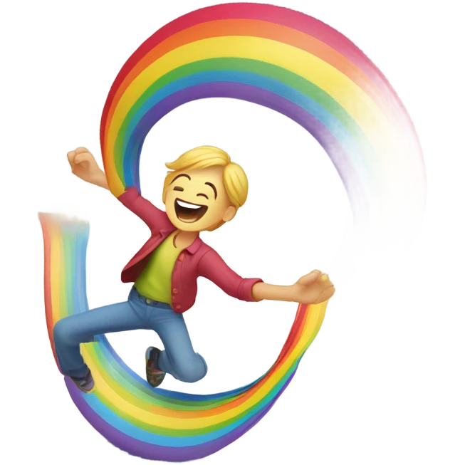 Sliding on a rainbow  emoji