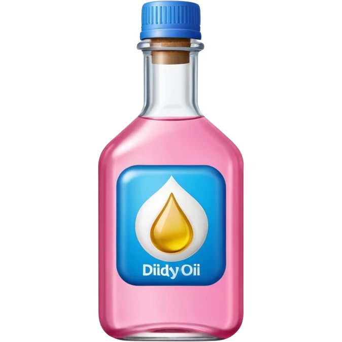 bottle of oil blue top pink outside with logo that says Diddys Oil emoji