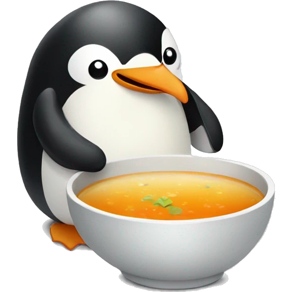 penguin eating soup emoji