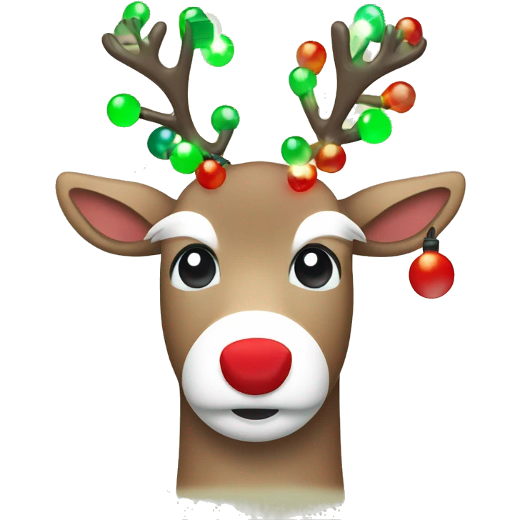 Reindeer with red, green, & white vintage Christmas lights  emoji
