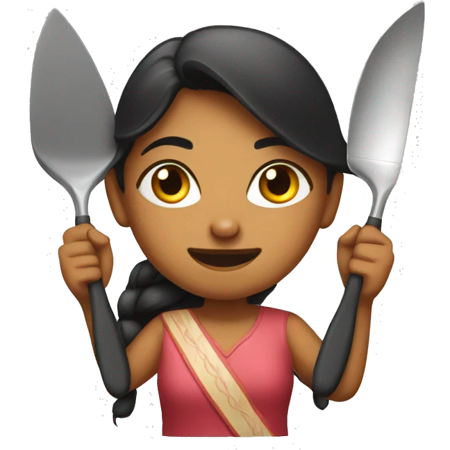 Indian girls fighting with spatulas  emoji