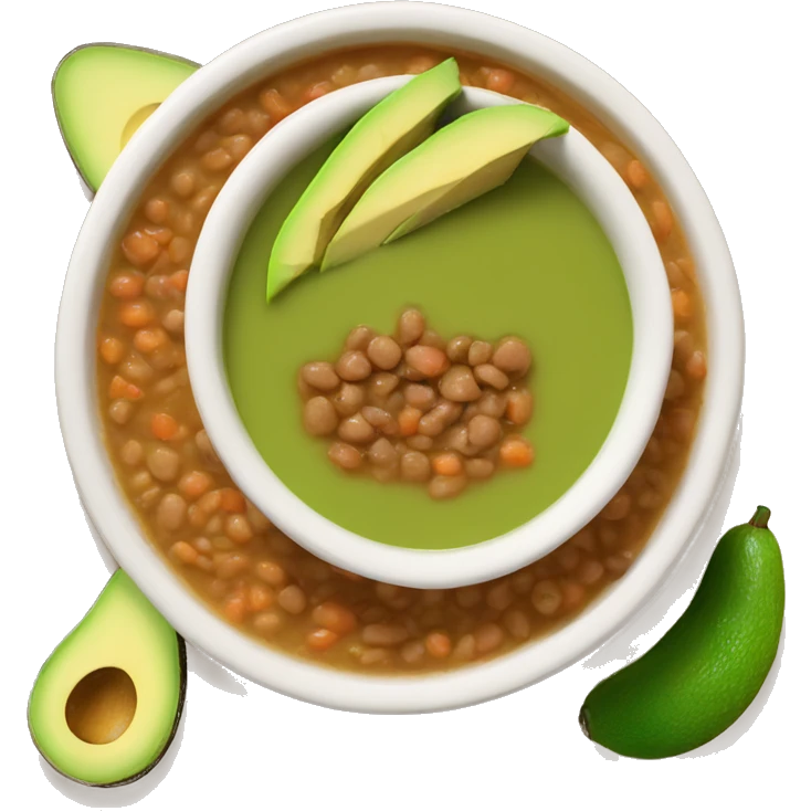 Lentil soup with slices of avocado  emoji