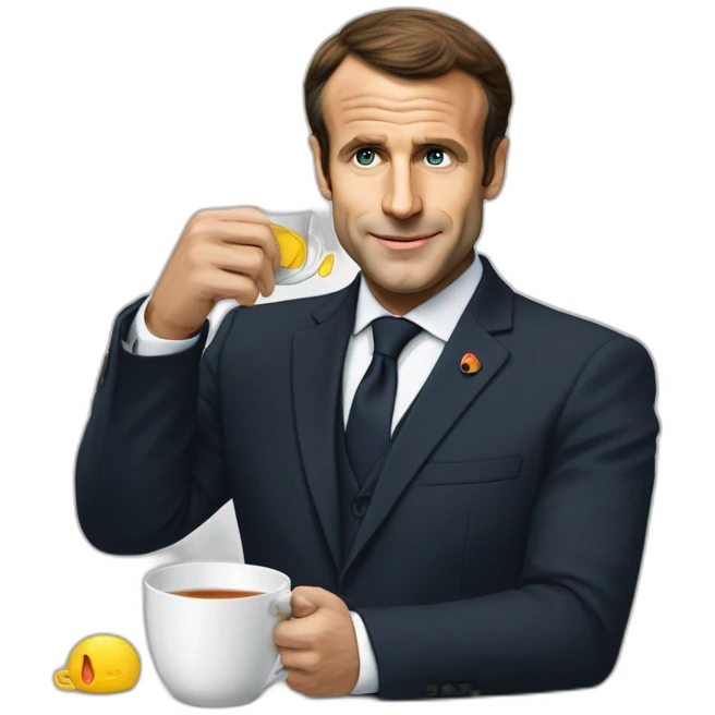 Macron qui boit du thé emoji