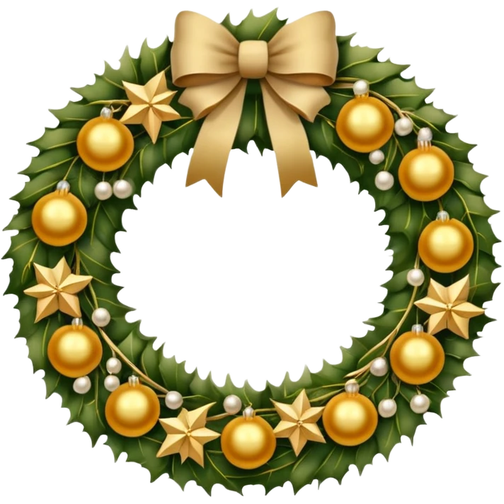 Khaki green and golden Christmas wreath emoji