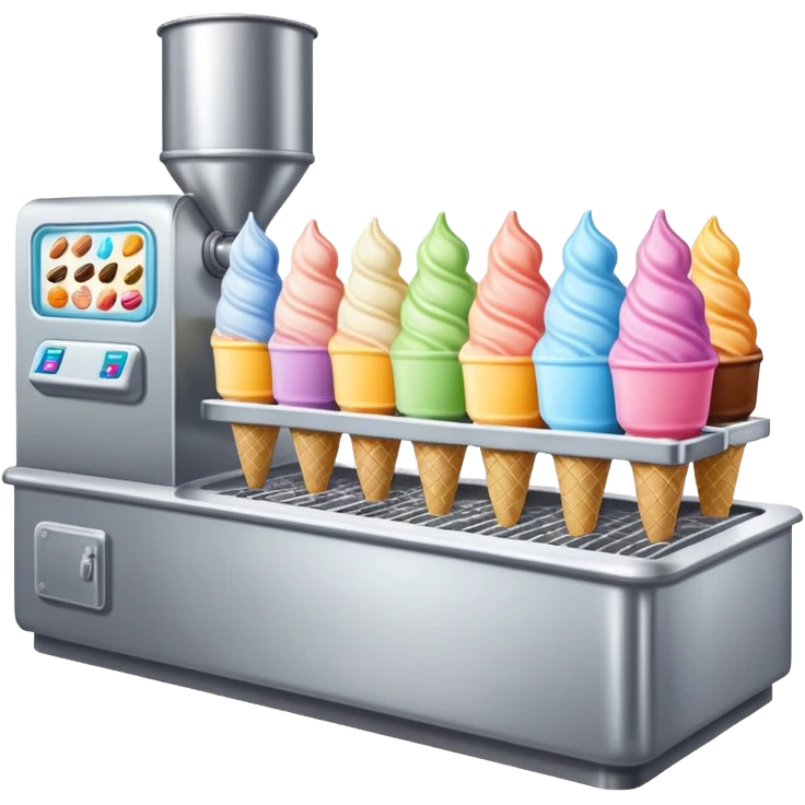 Ice cream factory with machines and production lines emoji