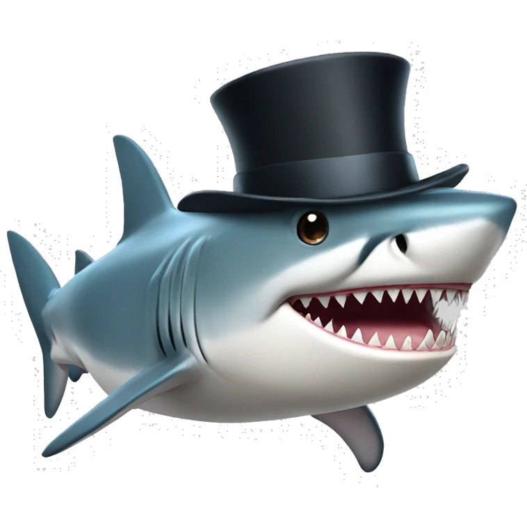 Shark with a top hat emoji