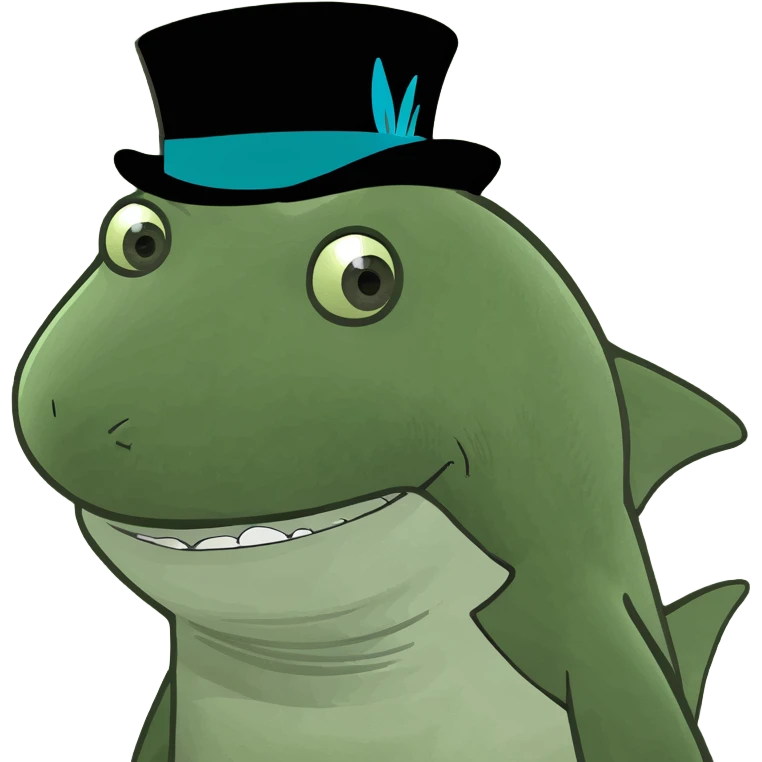 Shark with a top hat emoji