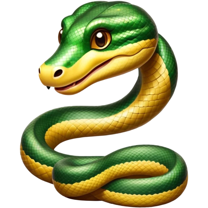 cinematic-cute-anaconda-portrait-emoji,-head-tilted-playfully-and-inquisitively,-with-a-sleek,-shimmering-body-adorned-with-detailed-scale-sriped patterns-and-round,-sparkling-eyes-full-of-wonder,-simplified-yet-irresistibly-adorable-features emoji