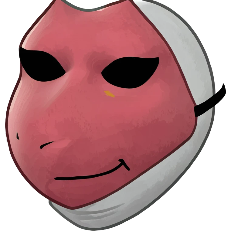 Squid Game pink guard mask with triangle shape on face, 3D style, detailed emoji