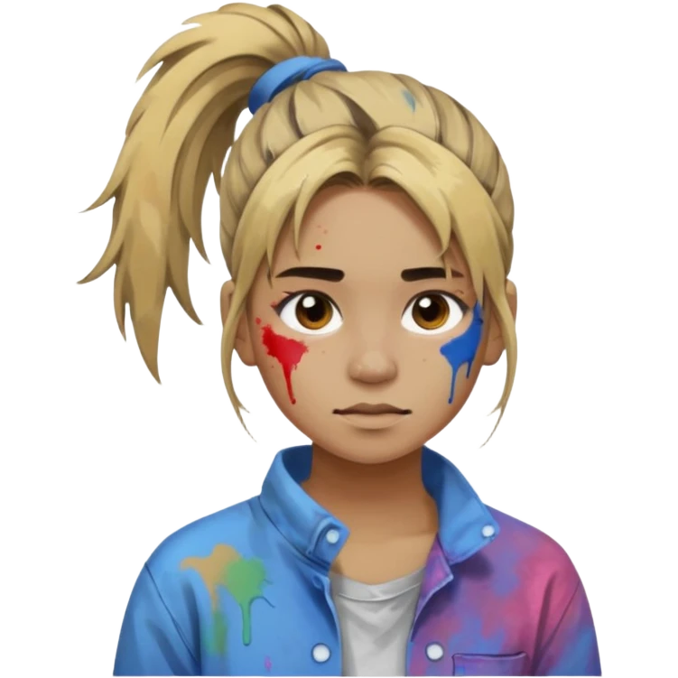 Artist with messy ponytail emoji