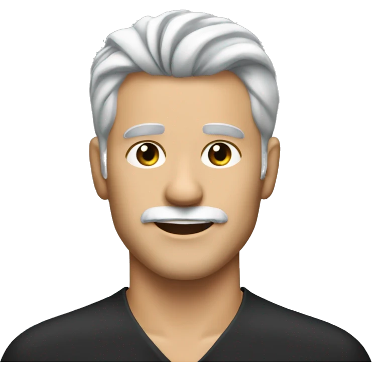 a slim man in 40s with gray hair and trimmer white beard wearing black polo shirt emoji