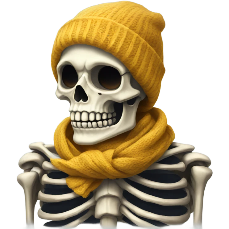 Skeleton wearing a scarf emoji