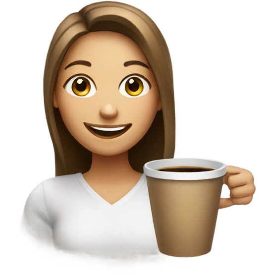 smiling girl with coffee cup emoji