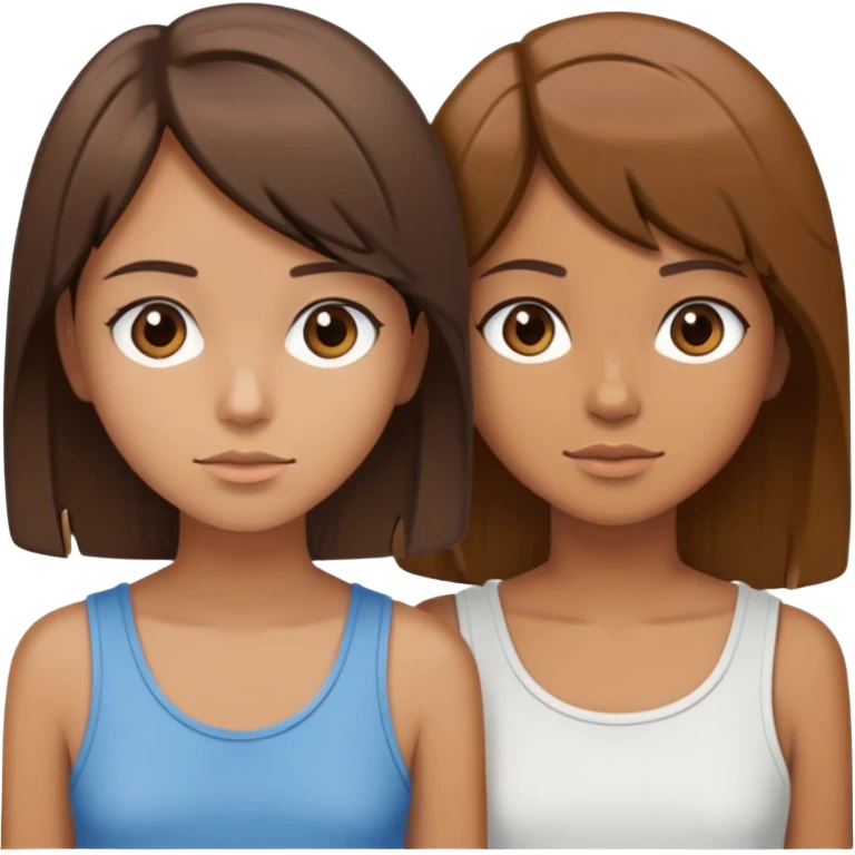 two girls, one with short, choppy, layered brown hair, tan skin; the other with straight brown hair to the shoulders, tan skin emoji