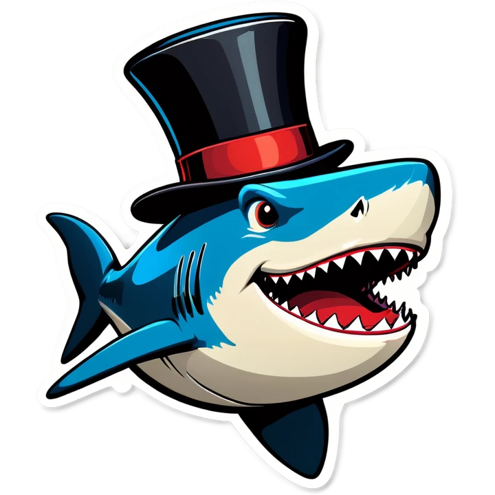 Shark with a top hat emoji
