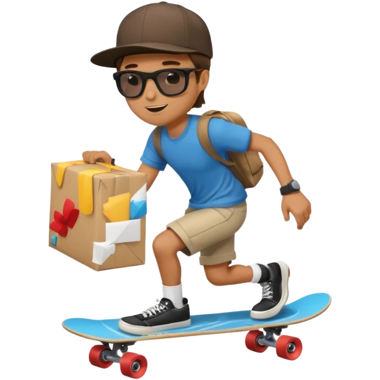 Man delivers package on skateboard  emoji