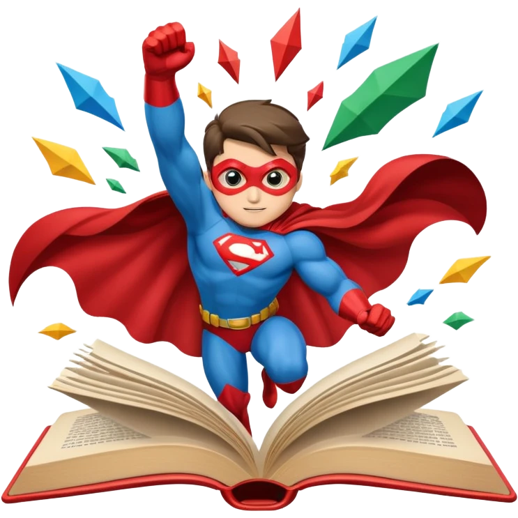 A book with Super heros emoji