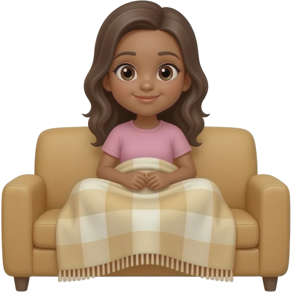 light skin brunette girl on couch with blanket watching tv emoji