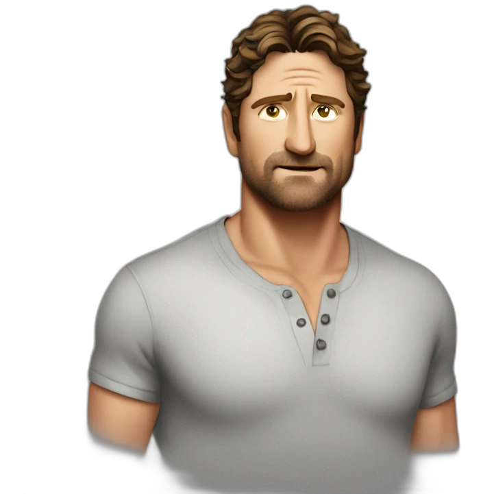 actor gerard butler cartoon wearing henley emoji