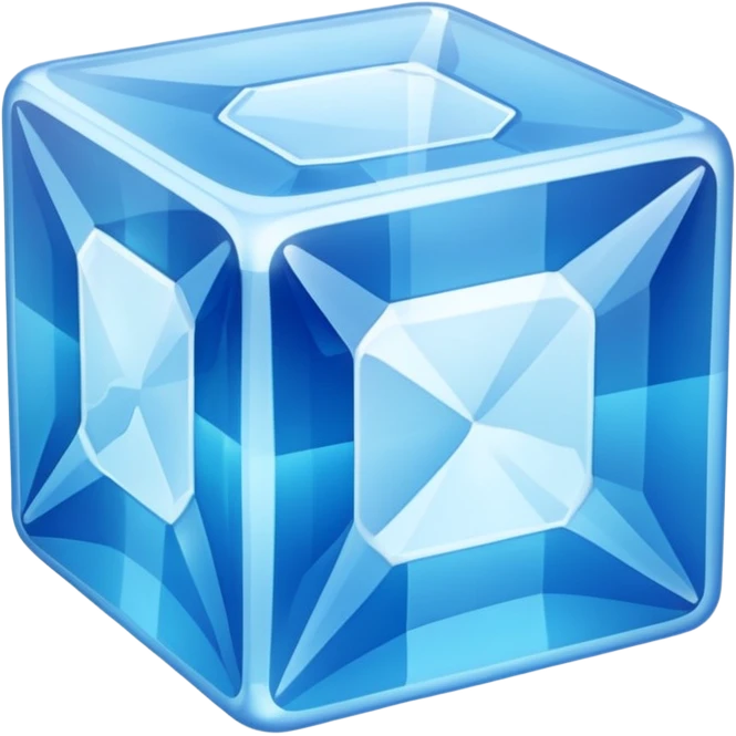 blue color single ice cube emoji