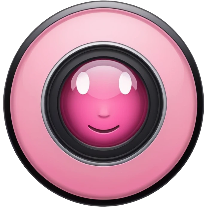 A round camera lens, apple emoji style, minimalist, with highlights, no faces, pink emoji