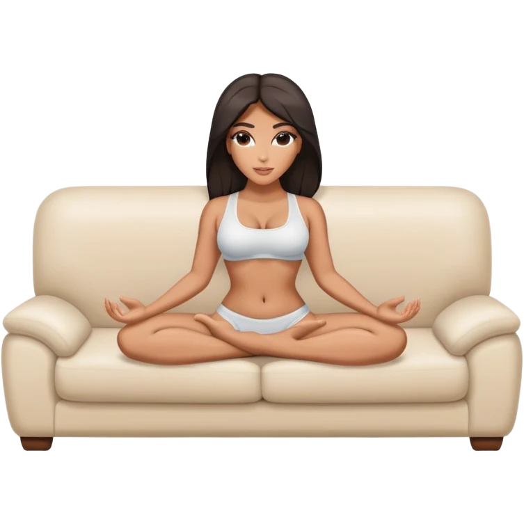 hypereal fullbody kim kardashian in undies lying on couch comfy yoga pose emoji