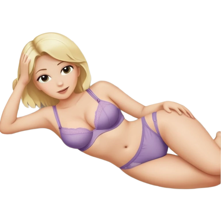 fullbody hypereal busty blonde buxom in undies lying on couch comfy sfw emoji