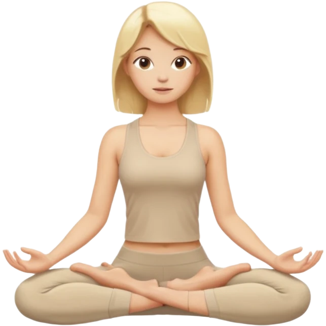 Yoga blond girl with beige clothes  emoji